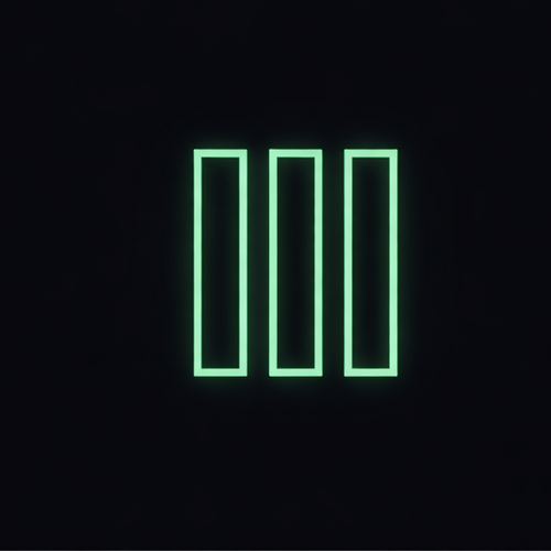 Three glowing green vertical bars on a black background