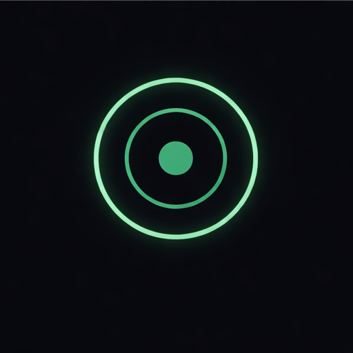 Neon green circular design on a black background